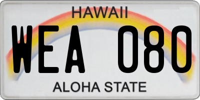 HI license plate WEA080