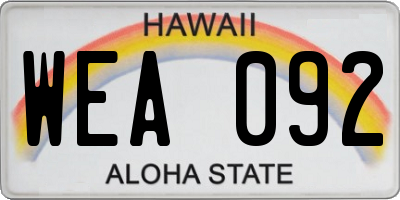 HI license plate WEA092