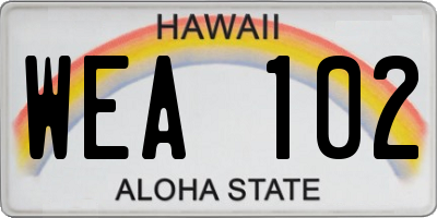 HI license plate WEA102