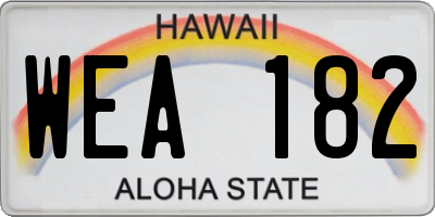 HI license plate WEA182