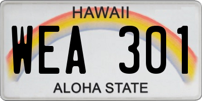 HI license plate WEA301