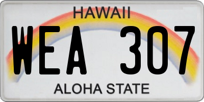 HI license plate WEA307