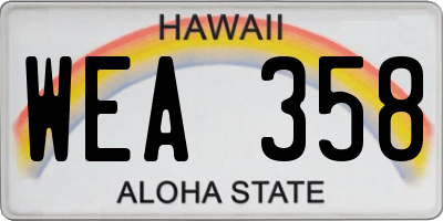 HI license plate WEA358
