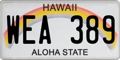 HI license plate WEA389