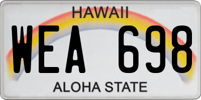 HI license plate WEA698