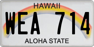HI license plate WEA714