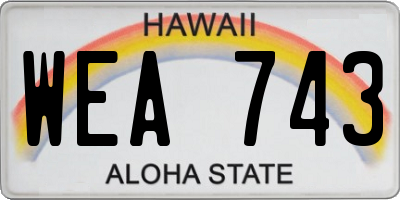 HI license plate WEA743