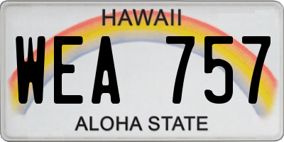 HI license plate WEA757
