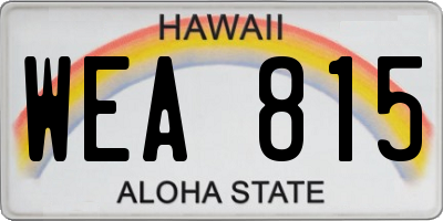 HI license plate WEA815
