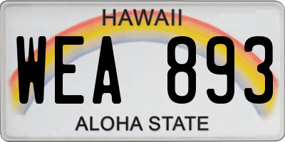 HI license plate WEA893