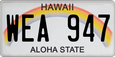 HI license plate WEA947
