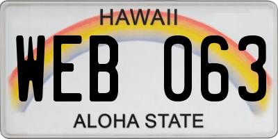 HI license plate WEB063