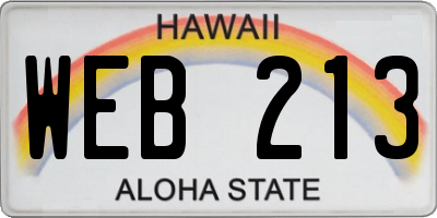 HI license plate WEB213