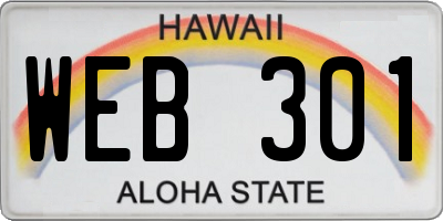 HI license plate WEB301