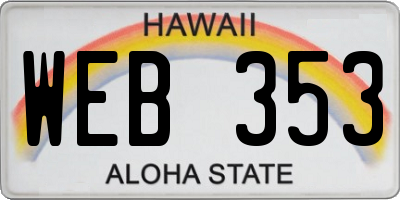 HI license plate WEB353