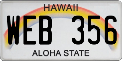 HI license plate WEB356