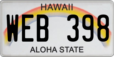HI license plate WEB398