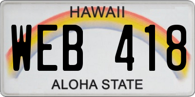HI license plate WEB418