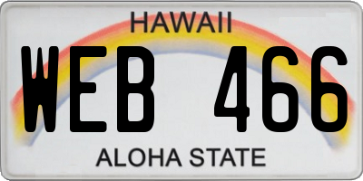 HI license plate WEB466