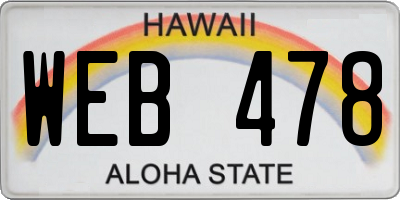 HI license plate WEB478