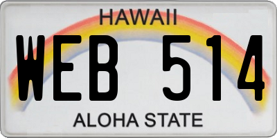 HI license plate WEB514