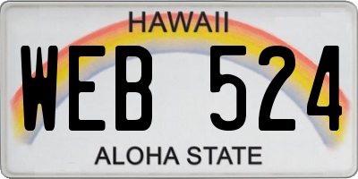 HI license plate WEB524