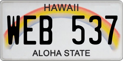 HI license plate WEB537
