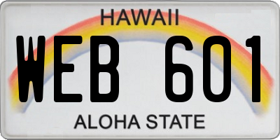 HI license plate WEB601