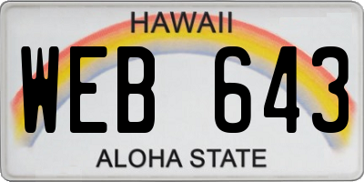 HI license plate WEB643