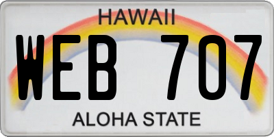 HI license plate WEB707