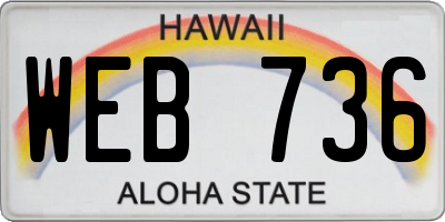 HI license plate WEB736