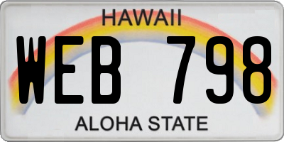HI license plate WEB798