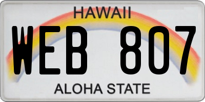 HI license plate WEB807