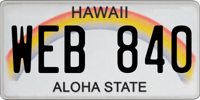 HI license plate WEB840