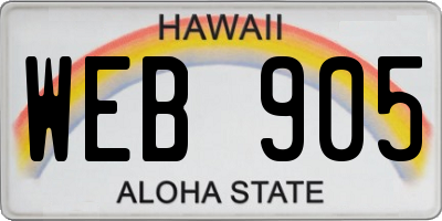 HI license plate WEB905