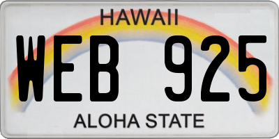 HI license plate WEB925