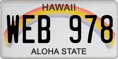 HI license plate WEB978
