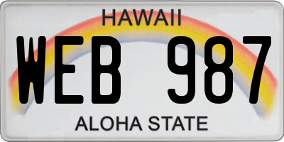 HI license plate WEB987