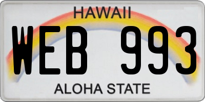 HI license plate WEB993