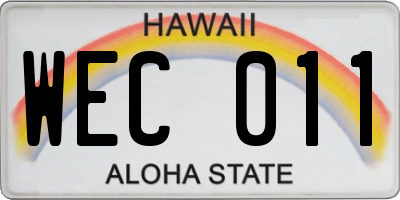 HI license plate WEC011