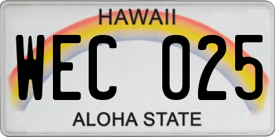 HI license plate WEC025