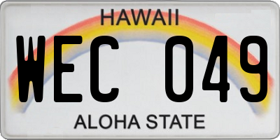 HI license plate WEC049