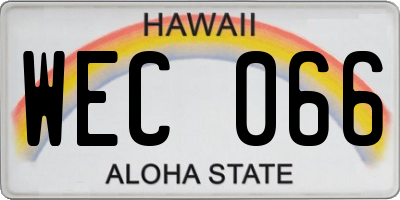 HI license plate WEC066