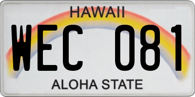 HI license plate WEC081