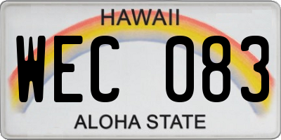 HI license plate WEC083