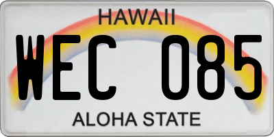 HI license plate WEC085