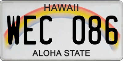 HI license plate WEC086