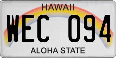 HI license plate WEC094