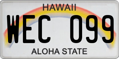 HI license plate WEC099