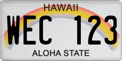 HI license plate WEC123